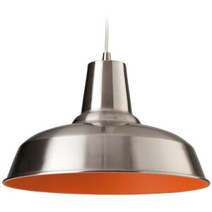 Firstlight Smart - 1 Light Dome Ceiling Pendant - Brushed Steel, Orange Inside Firstlight Smart - 1 Light Dome Ceiling Pendant - Brushed Steel, Orange Inside