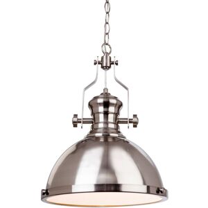 Firstlight Lighting Albion 1 Light Dome Ceiling Pendant Brushed Steel, E27 Firstlight Lighting Albion 1 Light Dome Ceiling Pendant Brushed Steel, E27