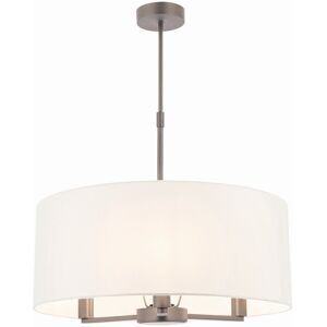 Endon Collection Daley 3-Light Ceiling Pendant - Vintage White Silk - Matt Nickel Endon Collection Daley 3-Light Ceiling Pendant - Vintage White Silk - Matt Nickel