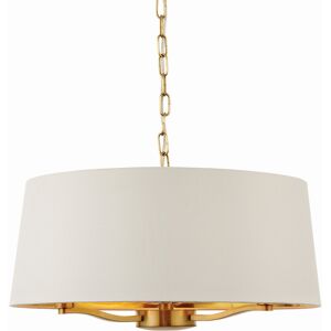 Endon Collection Harvey 3-Light Ceiling Pendant - Vintage White, Satin Gold Endon Collection Harvey 3-Light Ceiling Pendant - Vintage White, Satin Gold