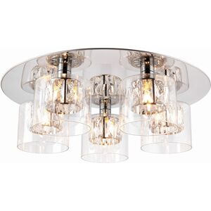 Endon Lighting Verina 5 Light Flush Ceiling Fitting - Chrome Crystal Endon Lighting Verina 5 Light Flush Ceiling Fitting - Chrome Crystal