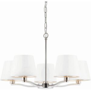 Endon Collection Lighting Harvey Multi Arm Pendant Light Bright Nickel Plate, Vintage White Fabric Endon Collection Lighting Harvey Multi Arm Pendant Light Bright Nickel Plate, Vintage White Fabric