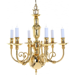 Impex Beveren 6-Arm Polished Brass Chandelier - Lighting Impex Beveren 6-Arm Polished Brass Chandelier - Lighting