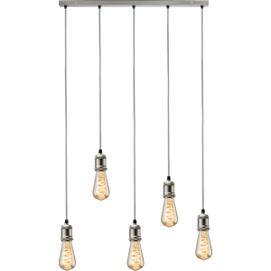 Knightsbridge Lighting Knightsbridge CALLA - 230V E27 Vintage 5 Light Bar Pendant - Brushed Chrome - CALVI5BBC Knightsbridge Lighting Knightsbridge CALLA - 230V E27 Vintage 5 Light Bar Pendant - Brushed Chrome - CALVI5BBC