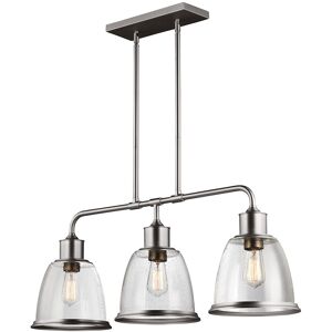 Elstead Lighting Hobson 3 Light Ceiling Island Chandelier Pendant Bar Light Satin Nickel, E27 Elstead Lighting Hobson 3 Light Ceiling Island Chandelier Pendant Bar Light Satin Nickel, E27