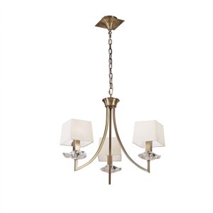 INSPIRED LIGHTING Akira Pendant 3 Light E14, Antique Brass With Cream Shades INSPIRED LIGHTING Akira Pendant 3 Light E14, Antique Brass With Cream Shades