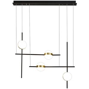 INSPIRED LIGHTING Cuba Criss Cross Linear Pendant 4 Light, 32W LED, 3000K, 2400lm, Gold, Black, 3yrs Warranty INSPIRED LIGHTING Cuba Criss Cross Linear Pendant 4 Light, 32W LED, 3000K, 2400lm, Gold, Black, 3yrs Warranty