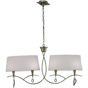 INSPIRED LIGHTING Mara Linear Pendant 2 Arm 4 Light E14, Antique Brass With Ivory White Shades INSPIRED LIGHTING Mara Linear Pendant 2 Arm 4 Light E14, Antique Brass With Ivory White Shades