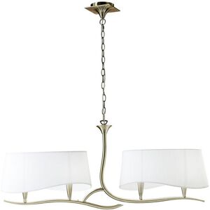 INSPIRED LIGHTING Ninette Linear Pendant 2 Arm 4 Light E14, Antique Brass With Ivory White Shades INSPIRED LIGHTING Ninette Linear Pendant 2 Arm 4 Light E14, Antique Brass With Ivory White Shades