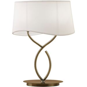 INSPIRED LIGHTING Ninette Table Lamp 2 Light E14 Large, Antique Brass With Ivory White Shade INSPIRED LIGHTING Ninette Table Lamp 2 Light E14 Large, Antique Brass With Ivory White Shade