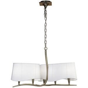 INSPIRED LIGHTING Ninette Pendant 3 Arm 6 Light E14, Antique Brass With Ivory White Shades INSPIRED LIGHTING Ninette Pendant 3 Arm 6 Light E14, Antique Brass With Ivory White Shades