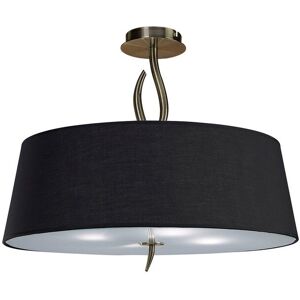 INSPIRED LIGHTING Ninette Semi Flush 4 Light E27, Antique Brass With Black Shade INSPIRED LIGHTING Ninette Semi Flush 4 Light E27, Antique Brass With Black Shade