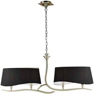 INSPIRED LIGHTING Ninette Linear Pendant 2 Arm 4 Light E14 With Black Shades Antique Brass INSPIRED LIGHTING Ninette Linear Pendant 2 Arm 4 Light E14 With Black Shades Antique Brass