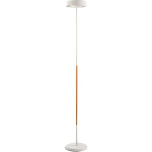 INSPIRED LIGHTING Noa Floor Lamp 2 Light 21W Down 9W Up LED 3000K, 3000lm, Touch Dimmer, Matt White/Beech INSPIRED LIGHTING Noa Floor Lamp 2 Light 21W Down 9W Up LED 3000K, 3000lm, Touch Dimmer, Matt White/Beech