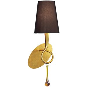 INSPIRED LIGHTING Paola Wall Lamp Switched 1 Light E14, Gold Painted With Black Shade & Amber Glass Droplets INSPIRED LIGHTING Paola Wall Lamp Switched 1 Light E14, Gold Painted With Black Shade & Amber Glass Droplets