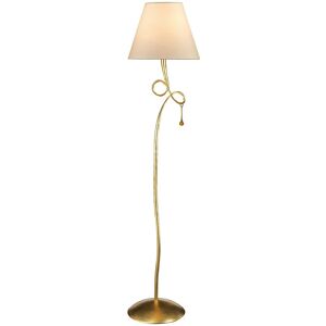 INSPIRED LIGHTING Paola Floor Lamp 1 Light E27, Gold Painted With Cream Shade & Amber Glass Droplets INSPIRED LIGHTING Paola Floor Lamp 1 Light E27, Gold Painted With Cream Shade & Amber Glass Droplets