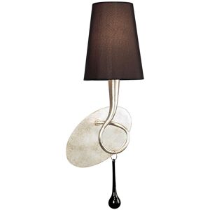 INSPIRED LIGHTING Paola Wall Lamp 1 Light E14, Silver Painted With Black Shade & Black Glass Droplets INSPIRED LIGHTING Paola Wall Lamp 1 Light E14, Silver Painted With Black Shade & Black Glass Droplets