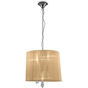 INSPIRED LIGHTING Tiffany Pendant 3+3 Light E14+G9, Polished Chrome With Soft Bronze Shade & Clear Crystal INSPIRED LIGHTING Tiffany Pendant 3+3 Light E14+G9, Polished Chrome With Soft Bronze Shade & Clear Crystal