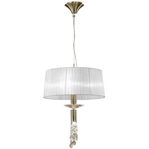 INSPIRED LIGHTING Tiffany Pendant 3+1 Light E27+G9, Antique Brass With White Shade & Clear Crystal INSPIRED LIGHTING Tiffany Pendant 3+1 Light E27+G9, Antique Brass With White Shade & Clear Crystal