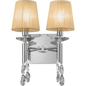 INSPIRED LIGHTING Tiffany Wall Lamp Switched 2+2 Light E14+G9, Polished Chrome With Soft Bronze Shades & Clear Crystal INSPIRED LIGHTING Tiffany Wall Lamp Switched 2+2 Light E14+G9, Polished Chrome With Soft Bronze Shades & Clear Crystal