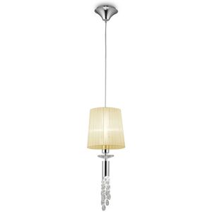 INSPIRED LIGHTING Tiffany Pendant 1+1 Light E27+G9, Polished Chrome With Cream Shade & Clear Crystal INSPIRED LIGHTING Tiffany Pendant 1+1 Light E27+G9, Polished Chrome With Cream Shade & Clear Crystal