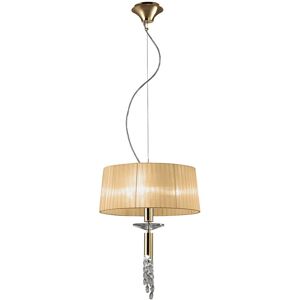 INSPIRED LIGHTING Tiffany Pendant 3+1 Light E27+G9, French Gold With Soft Bronze Shade & Clear Crystal INSPIRED LIGHTING Tiffany Pendant 3+1 Light E27+G9, French Gold With Soft Bronze Shade & Clear Crystal