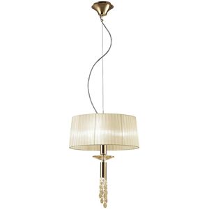 INSPIRED LIGHTING Tiffany Pendant 3+1 Light E27+G9, French Gold With Cream Shade & Clear Crystal INSPIRED LIGHTING Tiffany Pendant 3+1 Light E27+G9, French Gold With Cream Shade & Clear Crystal