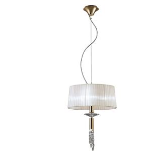 INSPIRED LIGHTING Tiffany Pendant 3+1 Light E27+G9, French Gold With White Shade & Clear Crystal INSPIRED LIGHTING Tiffany Pendant 3+1 Light E27+G9, French Gold With White Shade & Clear Crystal