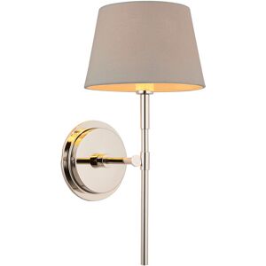 Endon Collection Lighting Rennes & Cici Wall Lamp with Shade Bright Nickel Plate & Grey Linen Mix Fabric Endon Collection Lighting Rennes & Cici Wall Lamp with Shade Bright Nickel Plate & Grey Linen Mix Fabric