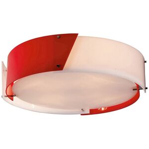 INSPIRED LIGHTING Dakota Flush Ceiling Medium 4 Light E27 Polished Chrome/Red & White Acrylic INSPIRED LIGHTING Dakota Flush Ceiling Medium 4 Light E27 Polished Chrome/Red & White Acrylic