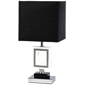 INSPIRED LIGHTING (DH) Linea Table Lamp Square E27 Black Shade Polished Chrome/ Black/Crystal INSPIRED LIGHTING (DH) Linea Table Lamp Square E27 Black Shade Polished Chrome/ Black/Crystal