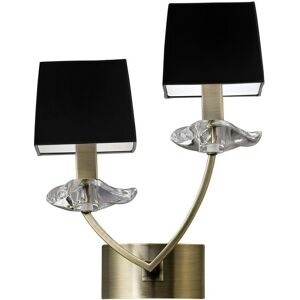 INSPIRED LIGHTING Akira Wall Lamp Switched 2 Light E14, Antique Brass Black Shades INSPIRED LIGHTING Akira Wall Lamp Switched 2 Light E14, Antique Brass Black Shades