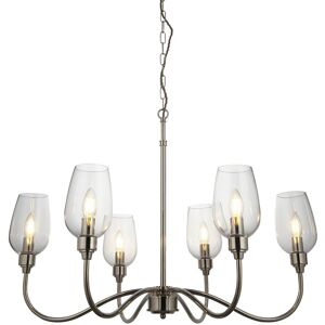 Merano Lighting Livorno Multi Arm Pendant Ceiling Light Bright Nickel Plate, Clear Glass Merano Lighting Livorno Multi Arm Pendant Ceiling Light Bright Nickel Plate, Clear Glass