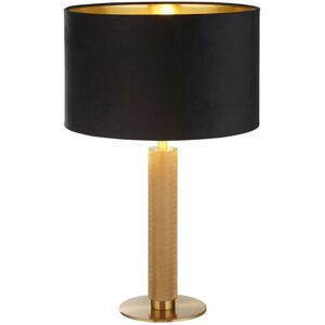 Searchlight Lighting London Table Lamp Knurled Brass, Black Velvet Shade Searchlight Lighting London Table Lamp Knurled Brass, Black Velvet Shade