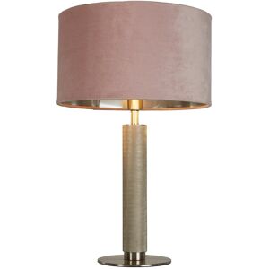 Searchlight Lighting London Table Lamp, Knurled Satin Silver, Pink Velvet Shade Searchlight Lighting London Table Lamp, Knurled Satin Silver, Pink Velvet Shade