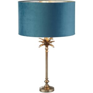 Searchlight Lighting Palm Table Lamp Antique Nickel, Teal Velvet Shade Searchlight Lighting Palm Table Lamp Antique Nickel, Teal Velvet Shade