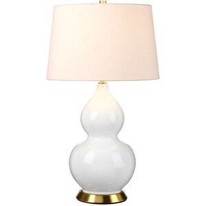 Elstead Lighting Isla Table Lamp with Round Tapered Shade, Aged Brass, White, Pink Elstead Lighting Isla Table Lamp with Round Tapered Shade, Aged Brass, White, Pink