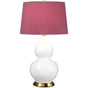 Elstead Lighting Isla Table Lamp with Round Tapered Shade, Aged Brass, White, Purple Elstead Lighting Isla Table Lamp with Round Tapered Shade, Aged Brass, White, Purple