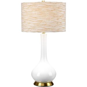 Elstead Milo Table Lamp - Round Shade, Aged Brass, White, Orange Elstead Milo Table Lamp - Round Shade, Aged Brass, White, Orange
