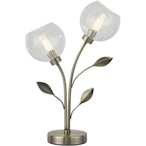 INSPIRED LIGHTING Elm Table Lamp, 2 Light G9, Antique Brass/Clear Glass INSPIRED LIGHTING Elm Table Lamp, 2 Light G9, Antique Brass/Clear Glass