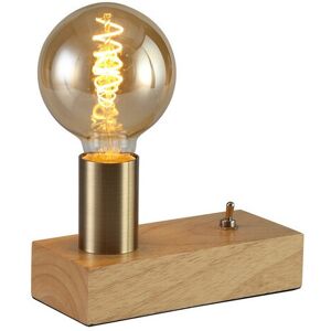 INSPIRED LIGHTING Fike Table Lamp, 1 Light E27, Antique Brass/Wood, (Lamps Not Included) INSPIRED LIGHTING Fike Table Lamp, 1 Light E27, Antique Brass/Wood, (Lamps Not Included)