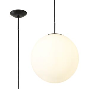 INSPIRED LIGHTING Miranda 40cm Ball Pendant 1 Light E27 Black Suspension With Frosted White Glass Globe INSPIRED LIGHTING Miranda 40cm Ball Pendant 1 Light E27 Black Suspension With Frosted White Glass Globe