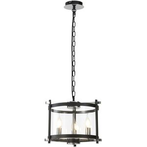 INSPIRED LIGHTING Nolan Single 36cm Pendant 3 Light E14 Black With Polished Chrome Detail And Clear Glass INSPIRED LIGHTING Nolan Single 36cm Pendant 3 Light E14 Black With Polished Chrome Detail And Clear Glass
