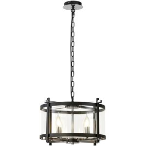 INSPIRED LIGHTING Nolan Single 46cm Pendant 4 Light E14 Black With Polished Chrome Detail And Clear Glass INSPIRED LIGHTING Nolan Single 46cm Pendant 4 Light E14 Black With Polished Chrome Detail And Clear Glass