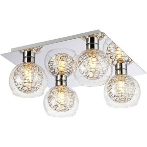 INSPIRED LIGHTING Talia Flush Ceiling Square, 4 Light G9, Polished Chrome/Silver/Clear Glass INSPIRED LIGHTING Talia Flush Ceiling Square, 4 Light G9, Polished Chrome/Silver/Clear Glass