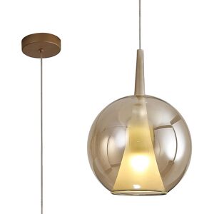INSPIRED LIGHTING Elsa Pendant With Round Shade, 1 Light E27, Bronze Glass With Frosted Inner Cone INSPIRED LIGHTING Elsa Pendant With Round Shade, 1 Light E27, Bronze Glass With Frosted Inner Cone
