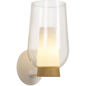 INSPIRED LIGHTING Nora Wall Lamp, 1 Light E27, White/Wood/Clear Glass With Frosted Inner INSPIRED LIGHTING Nora Wall Lamp, 1 Light E27, White/Wood/Clear Glass With Frosted Inner