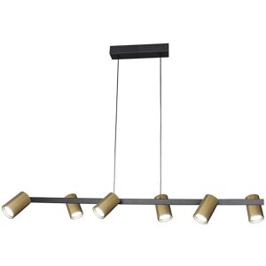 INSPIRED LIGHTING Sal 6 Light Linear Pendant Spotlight GU10, Satin Gold/Matt Black INSPIRED LIGHTING Sal 6 Light Linear Pendant Spotlight GU10, Satin Gold/Matt Black
