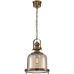INSPIRED LIGHTING Vintage 33cm Bell Pendant, 1 Light E27, Antique Brass/Amber Glass INSPIRED LIGHTING Vintage 33cm Bell Pendant, 1 Light E27, Antique Brass/Amber Glass