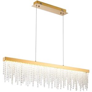 INSPIRED LIGHTING Bano Linear Dimmable Pendant 40W LED, 4000K, 4200lm, French Gold / Crystal Chain, 3yrs Warranty INSPIRED LIGHTING Bano Linear Dimmable Pendant 40W LED, 4000K, 4200lm, French Gold / Crystal Chain, 3yrs Warranty